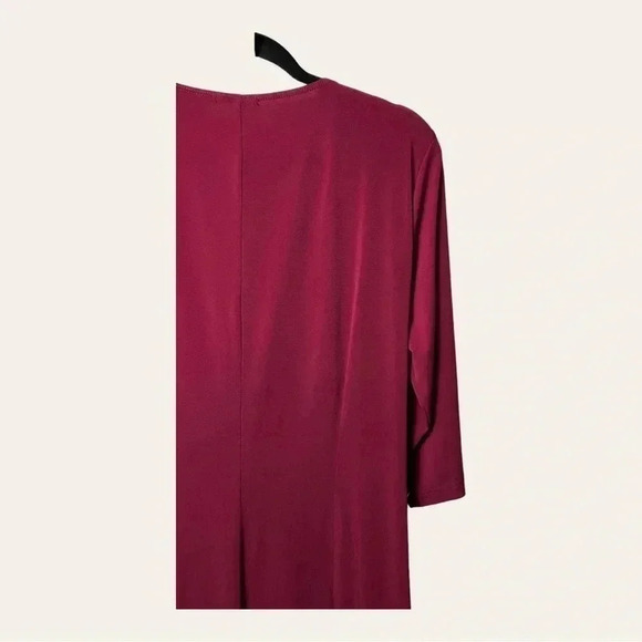 0457W. KIYONNA WRAP MIDI DRESS MAROON IN COLOR SIZE 1 (1X) RUFFLES 3/4 SLEEVES - Picture 7 of 9